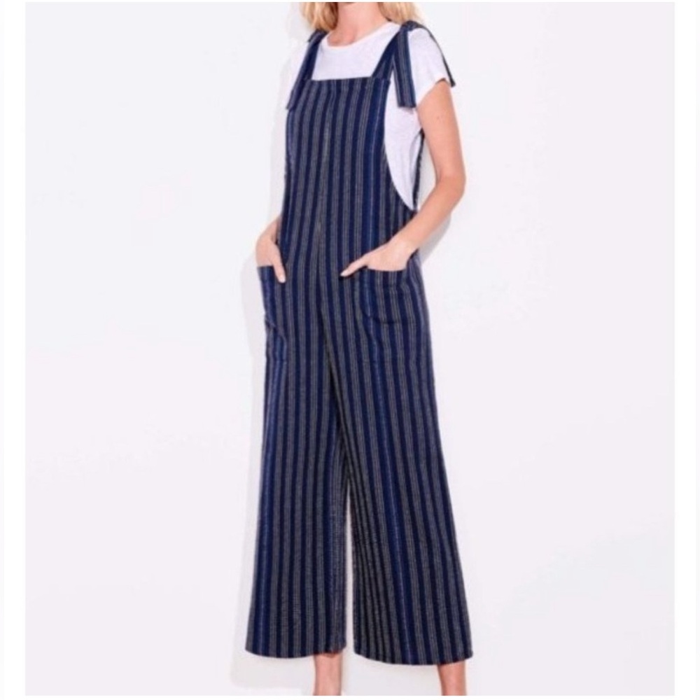 Sundry Striped Overalls Jumpsuit Navy Multi